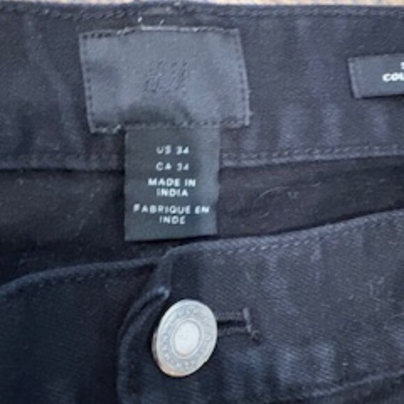 EUC  H & M Men's slim fit black denim pants sz 34 - Picture 2 of 6